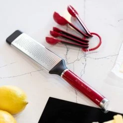 KitchenAid Etched Stainless Steel Two-Way Fine Cheese Grater Empire Red -Kitchen Gadgets Store KAG321OHERE KitchenAid Etched Stainless Steel Fine Cheese Grater Empire Red 2