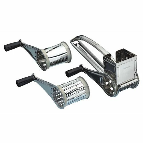 KitchenCraft Stainless Steel Rotary Grater With Three Drums 3 KitchenCraft Stainless Steel Rotary Grater With Three Drums